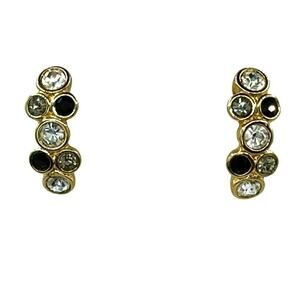 Swarovski Vintage Signed Swan Clear and Black Crystal Earrings